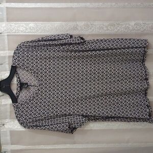 H&M Black & White Stretch Knit Short Sleeve Top Size Large